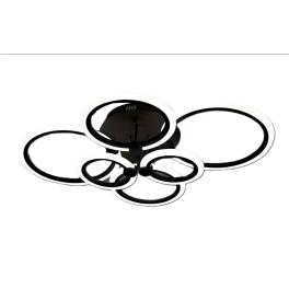 Lustra Led Lighting Ring 132W 9240Lm, Neagra, 6 Brate Si Telecomanda, Intensitate Reglabila