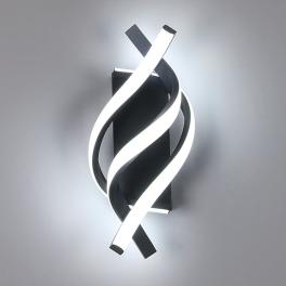 Aplica perete LED 52W ACR-8077 Neagra, design Spiral Twist, lumina 3 trepte 3000K-6500K, 130x300x80mm