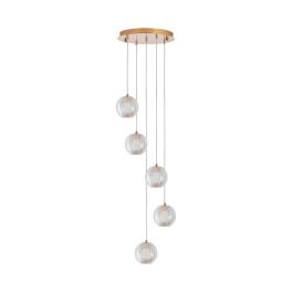 Lustra suspendata Glory Gold cu 5 pendule, S001R-5H-5xG9 max. 5x10W led - Lustre LED > Lustre living