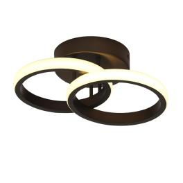 Plafoniera LED 48W ACR-8078 Neagra, design Dual Rings, lumina 3 trepte 3000K-6500K