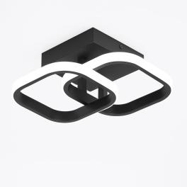 Plafoniera LED 50W ACR-8079 Neagra, design Wave Circle, lumina 3 trepte 3000K-6500K, 290x190x90mm