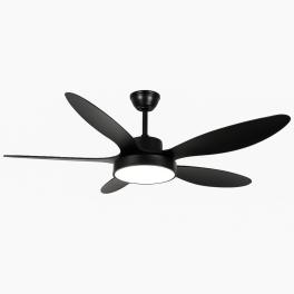 Ventilator tavan LED PRO-YUE-M223-5 Negru, 132 cm, 5 elice, telecomanda, 3 lumini