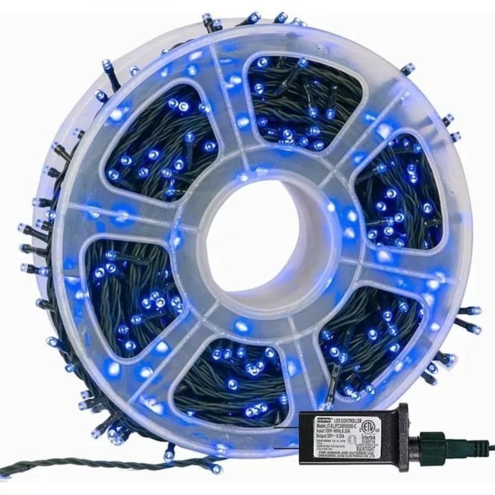 Instalatii brad LED albastru 50m, rola 240 LED, 8 efecte