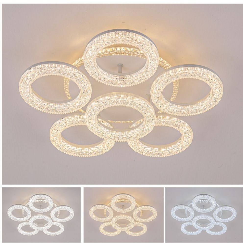 Lustra led 6 cercuri cu Cristalshine 120W model ACR-8055