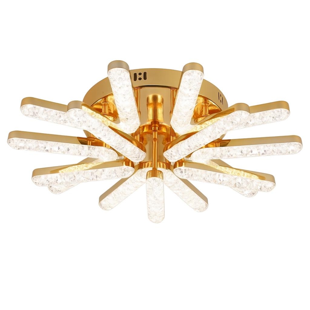 Lustra LED telecomanda 150W ACR-8089 Aurie, design Crystal Branch, lumina reglabila 3000K-6500K, 15 brate