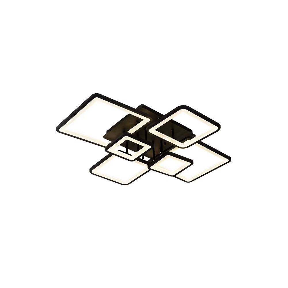 Lustra LED telecomanda 164W ACR-8099 Neagra, design 6 brate patrate, lumina reglabila 3000K-6500K