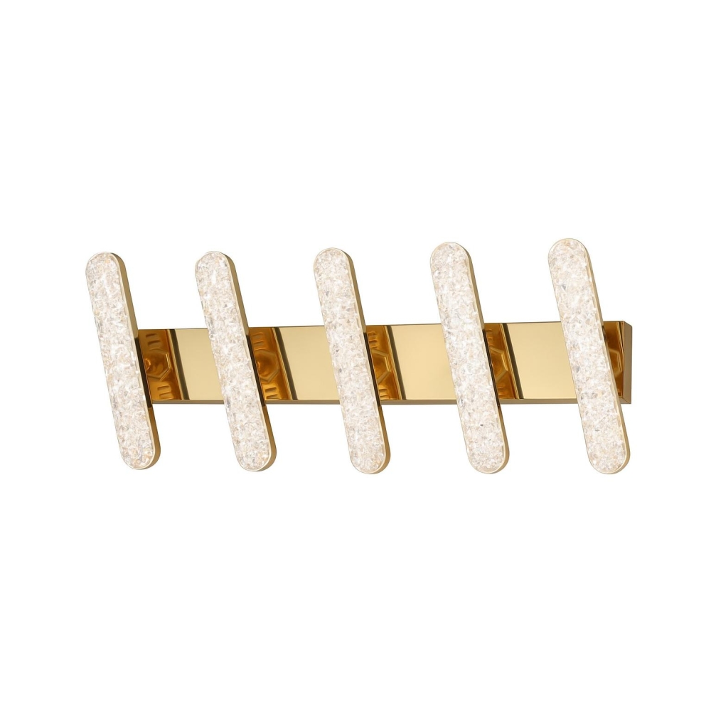 Lustra LED telecomanda 50W ACR-8096 Aurie, 5 brate Crystal Bar, lumina reglabila 3000K-6500K