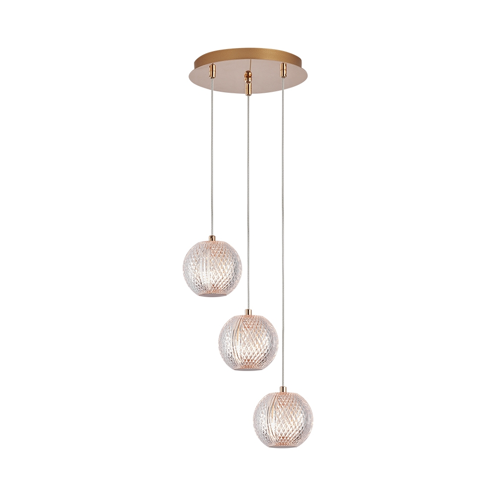 Lustra suspendata Glory Gold cu 3 pendule, S001R-3H-3xG9 max. 3x10W led - Lustre LED > Lustre bucatarie