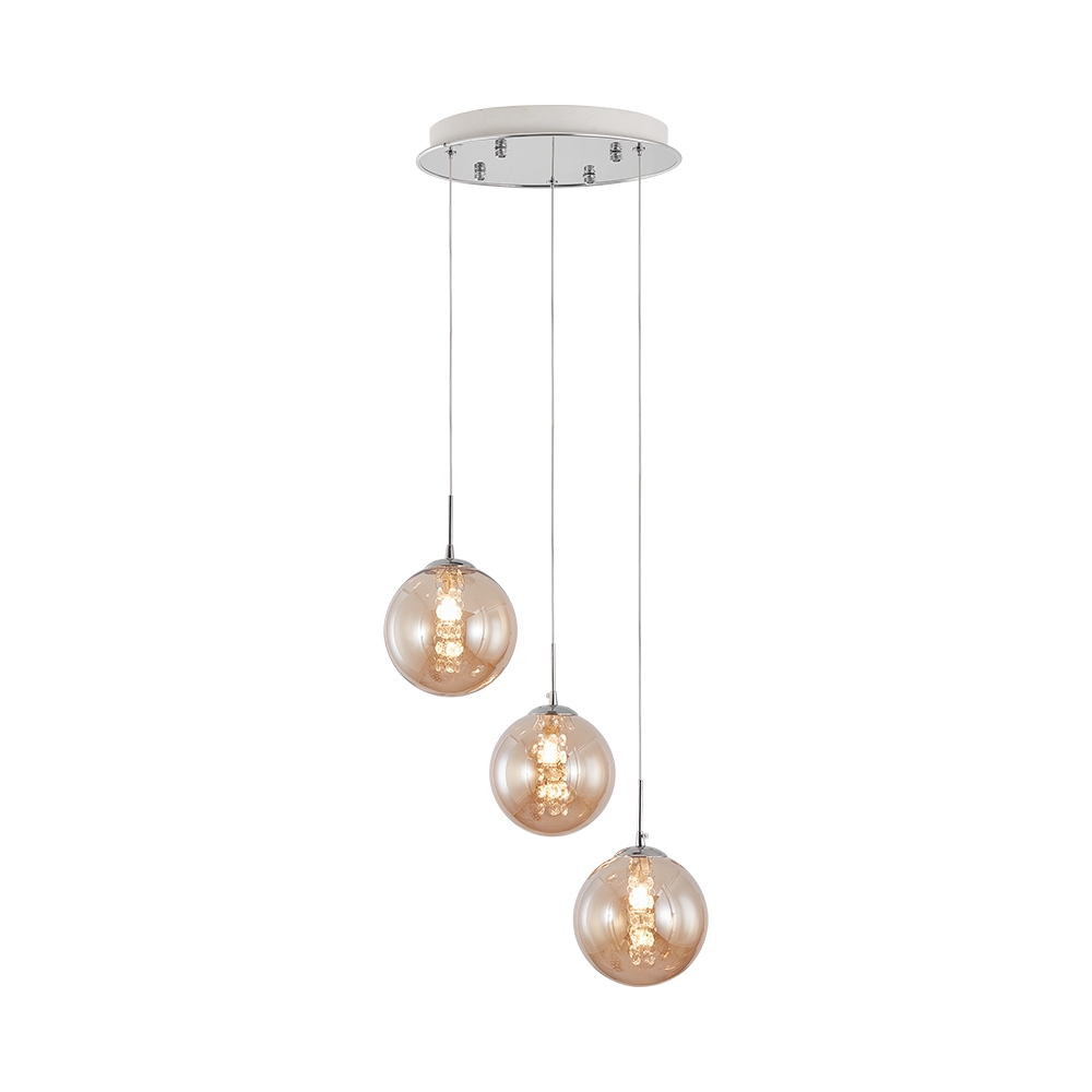 Lustra suspendata, S003R-3H-3xG9 max 3x10W sticla Amber - Lustre LED > Lustre bucatarie