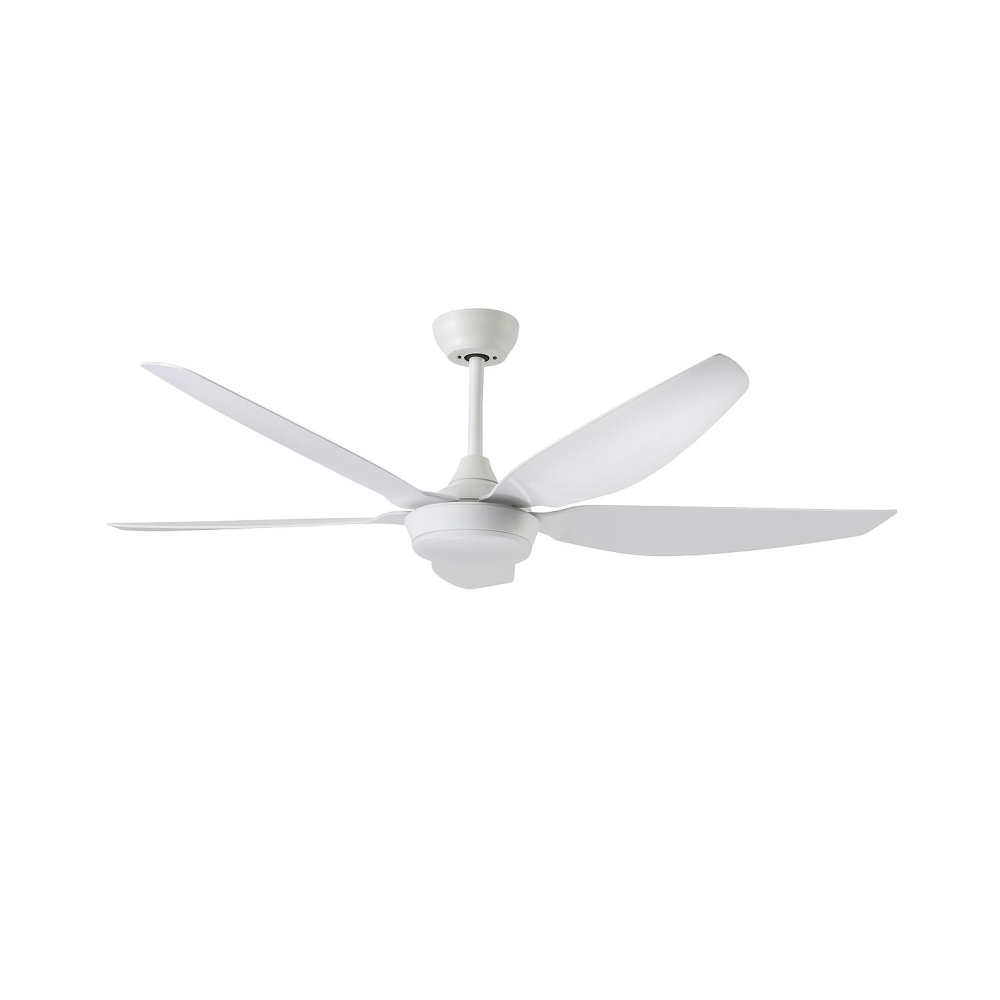 Ventilator tavan LED cu telecomanda PRO-YUE-M206-5, 5 elice, alb, 140x40cm, 24W LED, 3 lumini, motor DC 45W