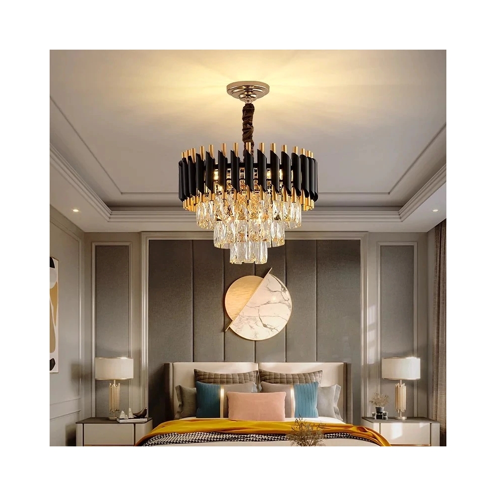 Candelabru Cristal GB Rhapsody 300, Dulie 3XE14 Negru cu Auriu